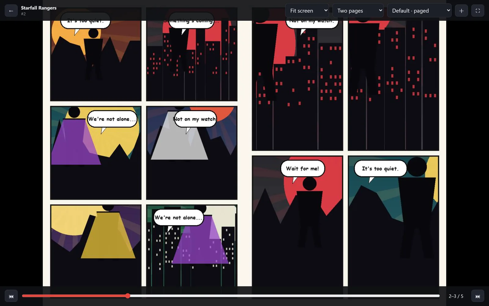 Two-page spread in Gutter's reader